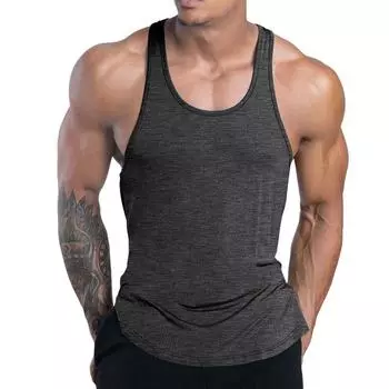 Быстросохнущие майки для мужчин, тренажерный зал, фитнес, бодибилдинг, рубашка без рукавов, мужской летний повседневный жилет-стрингер M чёрный