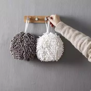 Быстросохнущие мягкие впитывающие полотенца из микрофибры полотенца для рук кухонное полотенце для ванной комнаты с шариками и петлями для подвешивания салфетка для уборки белый