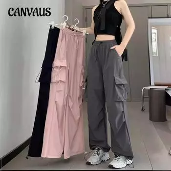 Быстросохнущие рабочие брюки, женские брюки, свободные широкие брюки больших размеров, летние спортивные брюки для альпинизма S чёрный