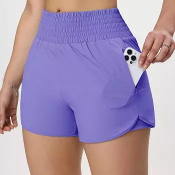 Быстросохнущие шорты для йоги с карманом на молнии, женские повседневные шорты для бега с подкладкой, эластичный пояс, спортивные леггинсы S белый