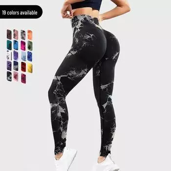 Быстросохнущие штаны для йоги с высокой талией и принтом тай-дай, утягивающие живот Small