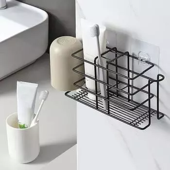 Быстросохнущий держатель для зубных щеток Многофункциональный стеллаж для хранения на столешницах в ванной комнате Бытовая техника чёрный