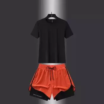 Быстросохнущий комплект для занятий спортом на открытом воздухе, футболка с короткими рукавами, шорты, комплект для фитнеса для бега, комплект из двух предметов XXXXL