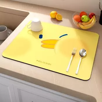 Быстросохнущий коврик для посуды, кухонная утварь, подставка для сушки кофе, столовая посуда, подставка под кружку, бутылку, суперабсорбирующий коврик, дренажный коврик 30x40 cm жёлтый