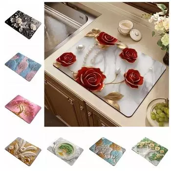 Быстросохнущий коврик для сушки посуды, суперабсорбирующий дренажный коврик, коврик для стола, дренажный коврик для кухни Style 3