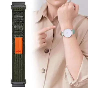 Быстросохнущий нейлоновый ремешок с крючком и петлей для часов Fenix 6x Pro Men, черный, серый Black gray