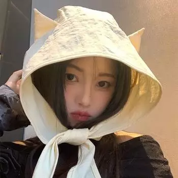 Быстросохнущий платок с рогом маленького дьявола, однотонная шапка-бини, аксессуары для одежды, шапка на ремне для девочки чёрный