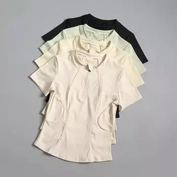 Быстросохнущий топ премиум-класса с застежкой-молнией на половину длины для занятий йогой и спортзалом S