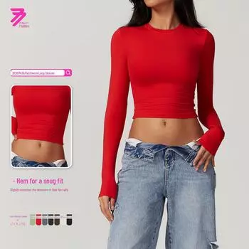 Быстросохнущий топ с длинными рукавами для занятий йогой и бегом Small