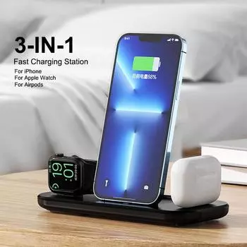 Быстрые зарядные устройства 3 в 1 типа c для iPhone 13 12 11 XR для Apple Watch Беспроводная зарядная станция для Airpods Pro/3/2 Держатель зарядного устройства белый