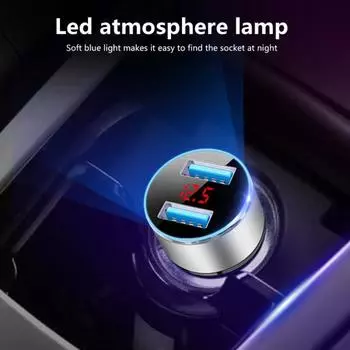 Быстрый двойной USB-разъем для прикуривателя, 2-портовый адаптер для iPhone, автомобильного зарядного устройства Samsung чёрный