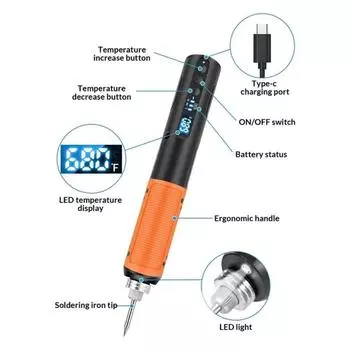 Быстрый нагрев беспроводной паяльник комплект электронный сварочный инструмент паяльник сварочный инструмент оранжевый