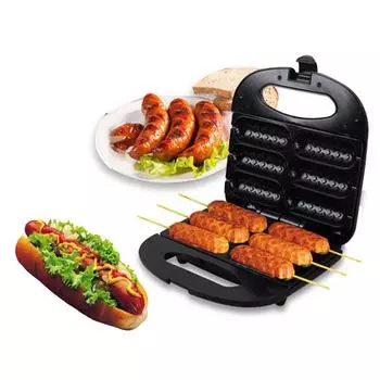 Бытовая электрическая машина для приготовления хот-догов мощностью 750 Вт с 6 отделениями, двухсторонним нагревом, без пригорания, с покрытием «корн-дог», грилем для сосисок и завтрака EU