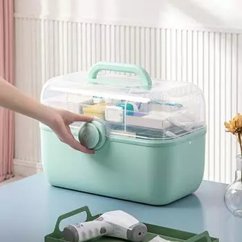 Бытовая аптечка, аптечка, аптечка, многослойная переносная аптечка из пластика большой емкости белый