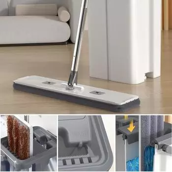 Бытовая большая плоская швабра для пола с ведром, вращающаяся на 360° швабра для мытья пола, домашний инструмент для мытья полов на кухне
