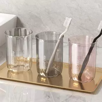 Бытовая чашка для полоскания рта для ванной комнаты, чашка для чистки зубов для студентов, зубная щетка, детский парный туалетный стаканчик 301-400ml прозрачный