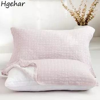 Бытовая четырехслойная супер мягкая подушка-полотенце дышащие подушки чехлы сезонные простые моющиеся постельные принадлежности пара одна пара чехлы 50x75cm-1pair серый