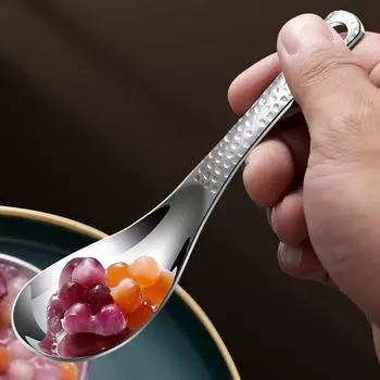 Бытовая детская ложка Десертная ложка Серебряная зеркальная полированная столовая посуда Суп Рис Домашняя посуда Необходимые кухонные принадлежности onesize