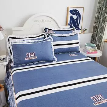 Бытовая хлопковая односпальная кровать юбка постельный комплект утолщенные хлопковые нескользящие оборчатые кружевные покрывала 120cmx200cm