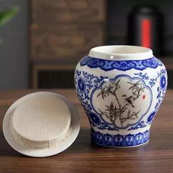Бытовая канистра для хранения чая, канистра для подарков, керамическая общая канистра цвета селадона, герметичная китайская