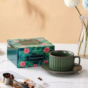 Бытовая керамическая чашка для латте быстрого приготовления, ретро кофейный набор, изысканный набор для послеобеденного чая, чашка для латте, молока, кофе, блюдце 250ML