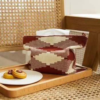 Бытовая коробка для салфеток, органайзер для салфеток для туалетного столика в ванной комнате/тумбочек/офисного стола (20 х 25 см) красный