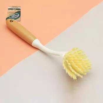 Бытовая кухонная щетка для мытья кастрюли с длинной ручкой не повреждает кастрюлю и не прилипает к маслу. серый