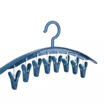 Бытовая многофункциональная бесследная вешалка для одежды, ветрозащитная пластиковая утолщенная сушилка, зажим для носков и нижнего белья, вешалка для одежды 41CM синий
