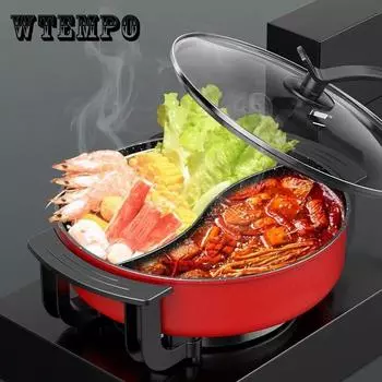 Бытовая многофункциональная кастрюля с уткой-мандаринкой для приготовления на пару, жарки, жарки с антипригарным покрытием, электрическая кастрюля большой емкости и универсальная кастрюля для гриля 6L красный