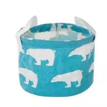 Бытовая Мода Мультяшный Круглый Хлопково-Льняной Настольный Ящик для Хранения Разное Хранение Канцелярские Товары Косметика Корзина Контейнер Polar bear blue