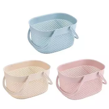 Бытовая портативная корзина для ванны с ручкой для хранения туалетных принадлежностей для ванной комнаты, полая пластиковая сумка для общежития, кухня, бежевый, белый, розовый бежевый