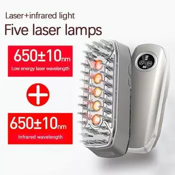 Бытовая расческа для массажа головы, электрическая расческа для массажа меридианов головы, медицинское устройство с инфракрасным световодом, медицинское устройство для нанесения лекарств серебряный