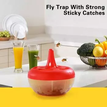 Бытовая съемная ручка, ловушка для мух, маленькая пчелиная липкая бумажная палочка, чехол для фруктов, коробка для мух, чашка красный
