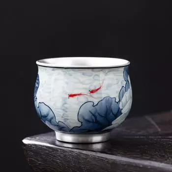 Бытовая сине-белая керамическая чайная чашка для мужчин и женщин, китайский ретро, малая вместимость, высококлассный чайный сервиз, одинарная чашка, чашка мастера