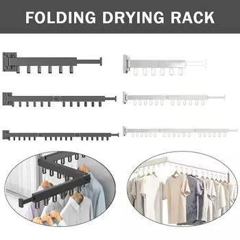 Бытовая складная вешалка для одежды, настенное крепление из алюминиевого сплава, выдвижная вешалка для одежды для экономии места в помещении и на открытом воздухе one fold чёрный