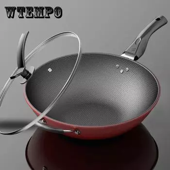 Бытовая сковорода с антипригарным покрытием Wok с меньшим количеством маслянистого дыма, железная сковорода, индукционная плита, газовая универсальная 30-36 см 30cm