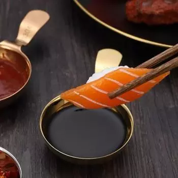 Бытовая тарелка для приправ из нержавеющей стали, корейская тарелка для соуса, переносная посуда для соуса, барбекю, суши, соевая закуска, миска для макания серебряный