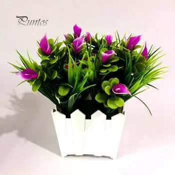 Бытовая техника 1 шт. Искусственный цветок Каллилия Бонсай в горшке Гостиная Офис Сад жёлтый