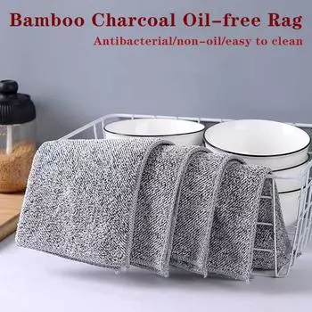 Бытовая тряпка для мытья посуды, кухонная тряпка для обезжиривания, антипригарное масло, без ворса, полотенце для мытья посуды, впитывающая воду утолщенная губка для мытья посуды 25*25cm