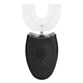 Бытовая ультразвуковая перезаряжаемая силиконовая U-образная электрическая зубная щетка для отбеливания зубов(синий ) чёрный