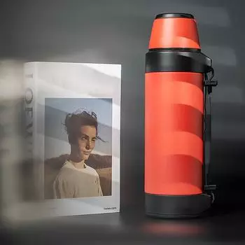 Бытовая вакуумная чашка из нержавеющей стали для путешествий на открытом воздухе, большая емкость для путешествий с горячей водой, 1,5 л 1.2L красный