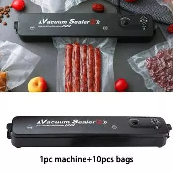 Бытовая вакуумная упаковочная машина, автоматический вакуумный упаковщик для пищевых продуктов, мини-портативный пластиковый упаковщик для сохранения свежести на кухне чёрный