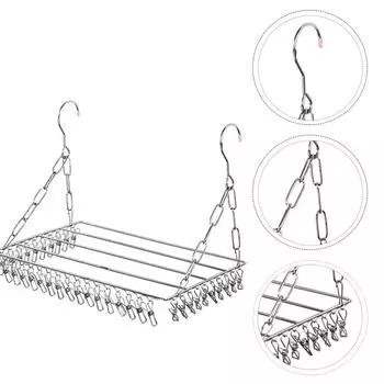 Бытовая вешалка для одежды из нержавеющей стали для нижнего белья и носков, подвесная сушилка для ванной комнаты 40cm without clip