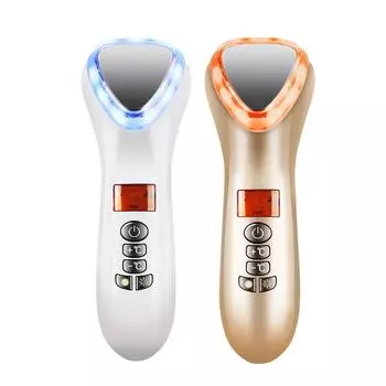 Бытовое импортное устройство для горячего и холодного лица, массажное устройство, импортное устройство EMS, многофункциональное косметическое устройство с цветным освещением English guidance белый