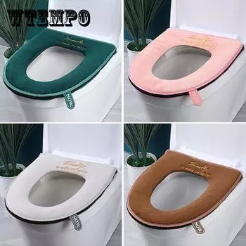 Бытовое плюшевое сиденье для унитаза, универсальная крышка для унитаза Four Seasons, водонепроницаемая крышка для унитаза на молнии для ванной комнаты