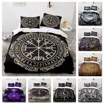 Бытовое постельное белье в богемном стиле, односпальная кровать, двуспальная кровать, полноразмерная наволочка с принтом мантры и пододеяльник, 2/3 комплекта постельного белья для взрослых и детей UK Single 135x200cm