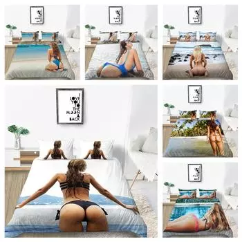 Бытовое постельное белье в стиле бикини, односпальная кровать, двуспальная кровать, полноразмерная красивая наволочка и пододеяльник, предметы домашнего обихода для 2/3 спален UK Single 135x200cm