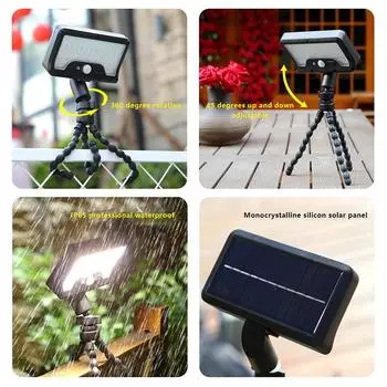 Бытовое сплит-освещение, солнечный датчик движения, вращающийся на 360° светильник, кронштейн Octopus, зарядка через USB, освещение для кемпинга на открытом воздухе A2