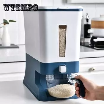 Бытовое ведро для риса с автоматическим извлечением, защищенное от насекомых, влагонепроницаемое, герметичное, для хранения зерна, емкость для риса 10 кг, контейнер для хранения хлопьев, диспенсер для еды серый