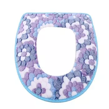 Бытовое водонепроницаемое универсальное сиденье для унитаза на липучке с лепестковым узором синий